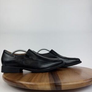 Mens Clarks Whiddon Step Black Leather Slip On Comfort‎ Casual Loafers Size 11 M